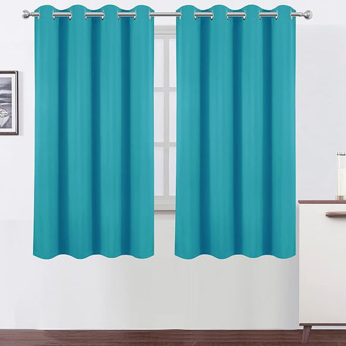 100% Blackout Curtains 52 x 63 Inch/Teal Curtains 2 Panels - Image 2