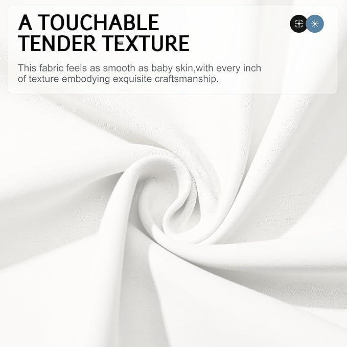 Etherealveil Pure White Pinch Pleated Semi Blackout Curtains 2P 40"x108" | Back - Image 8