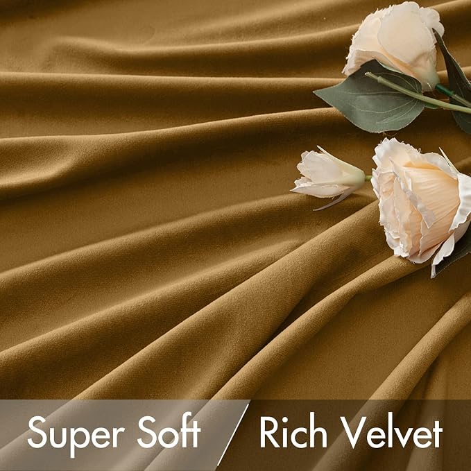 MIULEE Gold Velvet Pinch Pleat Blackout Curtains W52 X L108 Inches | 2 Panels - Image 5