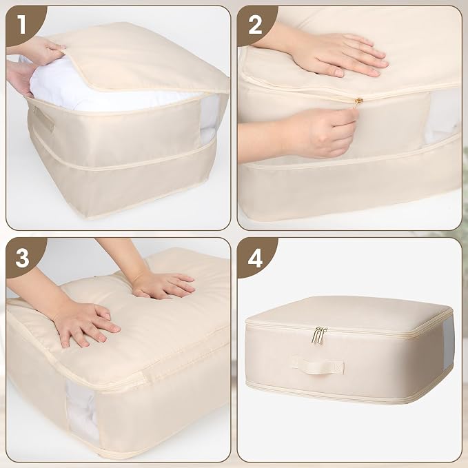 1 Pack Comforter Storage Bag, 136L Blanket Storage Bags Self Compression - Image 4