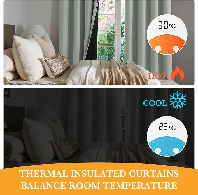 RYB HOME 100% Blackout Curtains 63 inches Length, Thermal Insulated | Total - Image 4