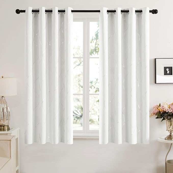 Deconovo Curtains for Living Room, Pattern Blackout Curtains 63 Inches Long | - Image 2