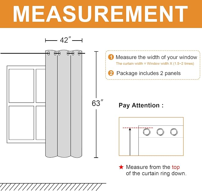 Room Darkening Curtains for Bedroom 2 Panels Greyish White, Energy Saving - Image 7