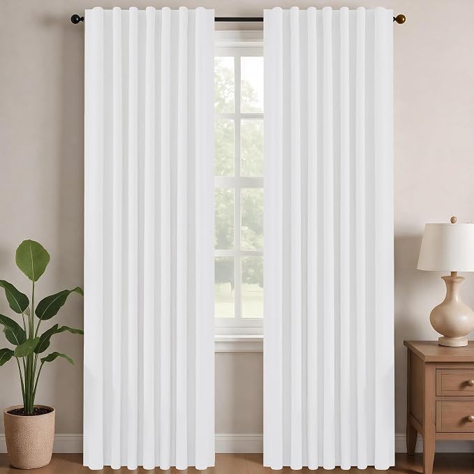 Deconovo Pure White Curtains for Living Room, Back Tab and Rod Pocket Curtain by Unknown