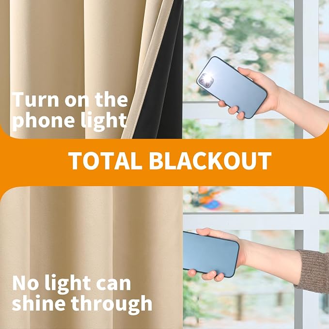 YoungsTex 100% Blackout Curtains 54 Inch Length 2 Panels, Room Darkening Drapes - Image 7