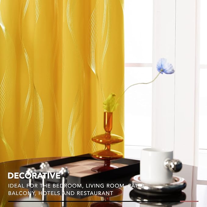 Deconovo Curtains for Living Room, Pattern Blackout Curtains 54 Inches Long | - Image 3