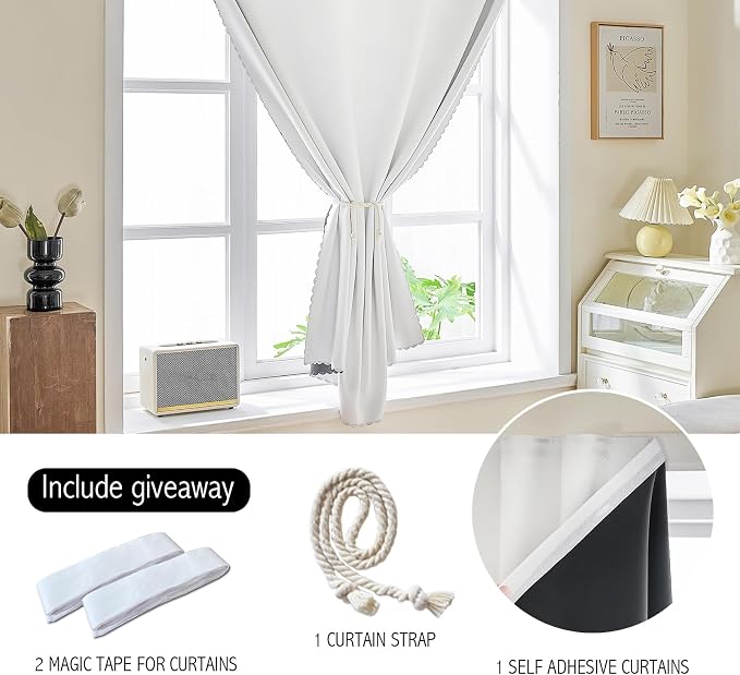 AJAZZ 100% Blackout Stick Curtain Portable Black Out Curtains Adhesive Curtains - Image 2