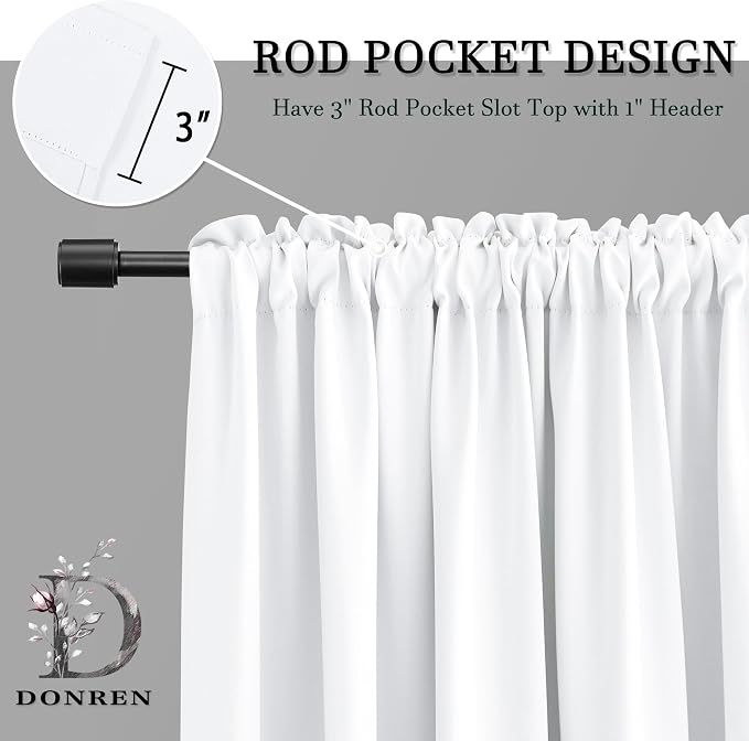 Pure White Room Darkening Curtains Extra Long 108 inch Length - Image 5
