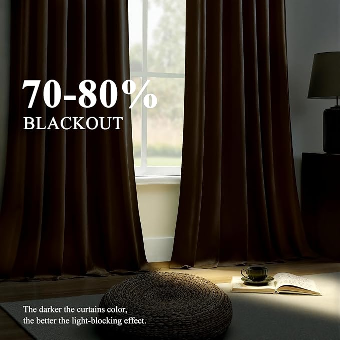 Brown Velvet Blackout Curtains 84 Inches - Image 2