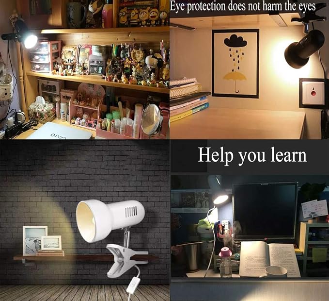 RONG&LAN Clip lamp, 360° Rotation Clip on Lamp Portable Book Reading Light - Image 4