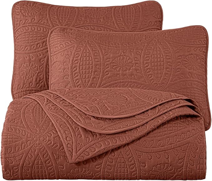 Chezmoi Collection Austin Queen Bedspread Set 3-Piece Pinsonic Quilted - Image 9