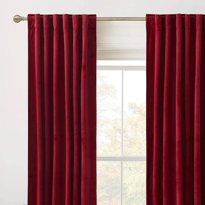 RYB HOME Red Velvet Blackout Curtains 84 inches - Image 2