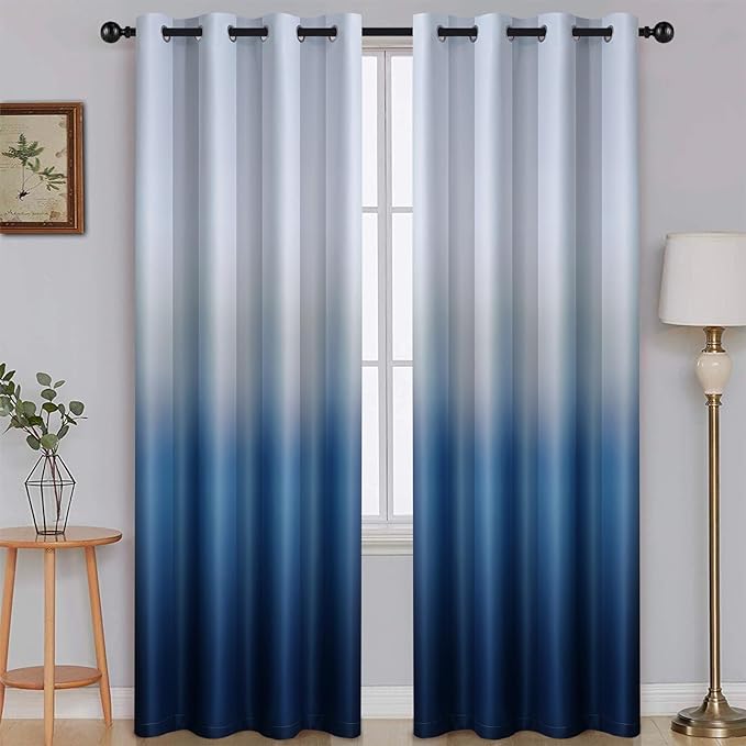 SimpleHome Ombre Gradient Blue White to Gray Curtains - Image 8