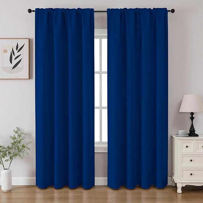 CUCRAF Royal Blue Blackout Curtains 108 inch Length 2 Panels Set, Rod Pocket by CUCRAF