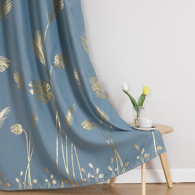 Stone Blue Blackout Curtains for Living Room 102 Inch Length 2 Panels Set - Image 7
