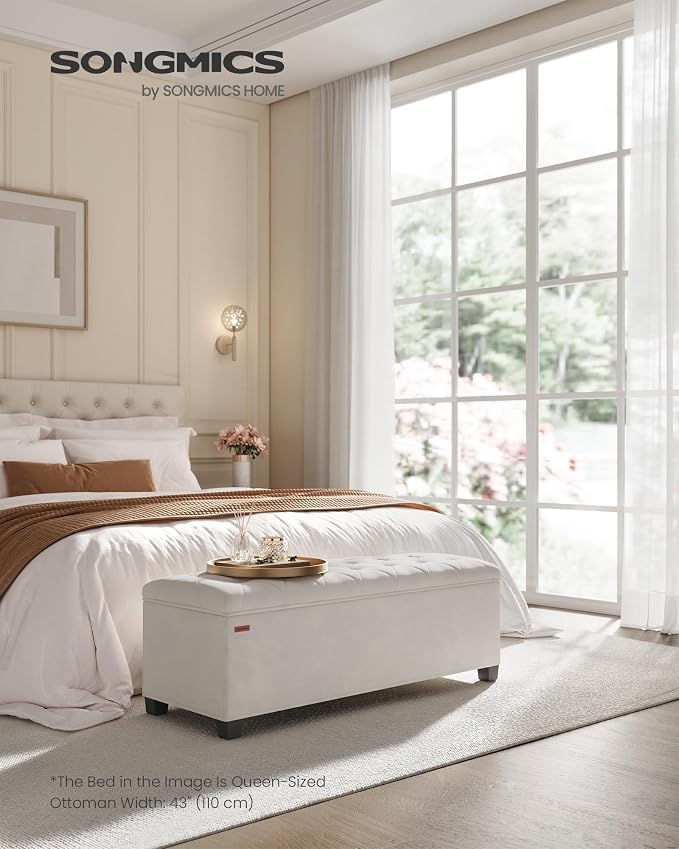 SONGMICS Velvet Storage Ottoman Bench, Foot Rest - Image 2