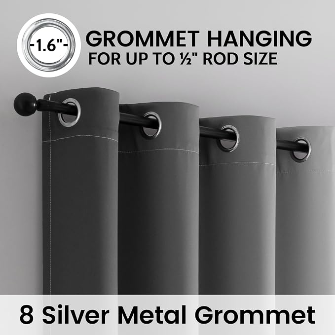 SimpleHome 100% Blackout Ombre Bedroom Curtains Grey and Greyish White - Image 4