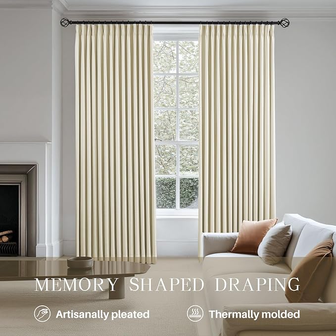 Pinch Pleated Linen Curtains 100% Blackout 108 Inches Long - Image 5