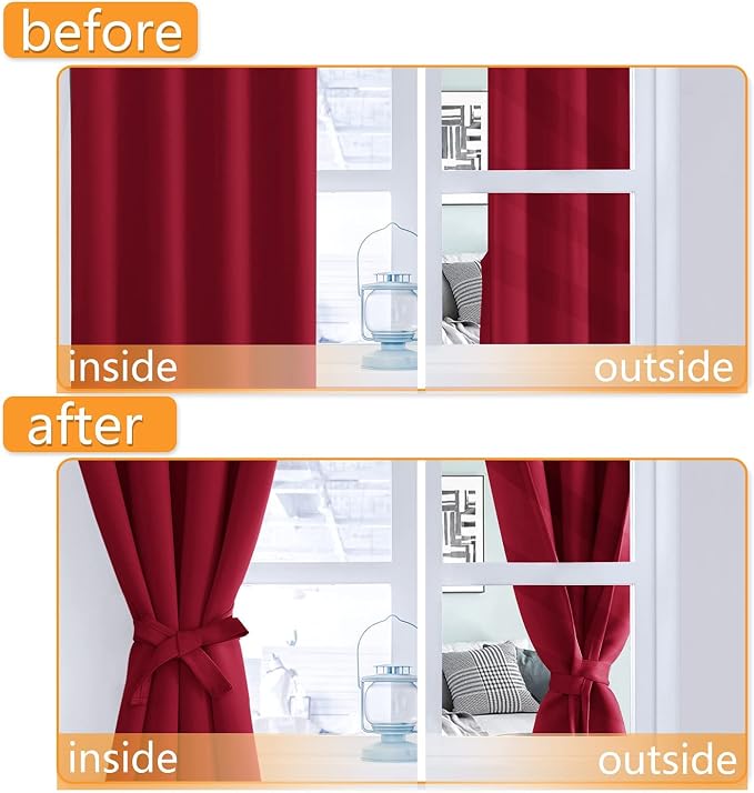 Blackout Curtains for Bedroom and Living Room Christmas Red W42xL72 | Light - Image 4