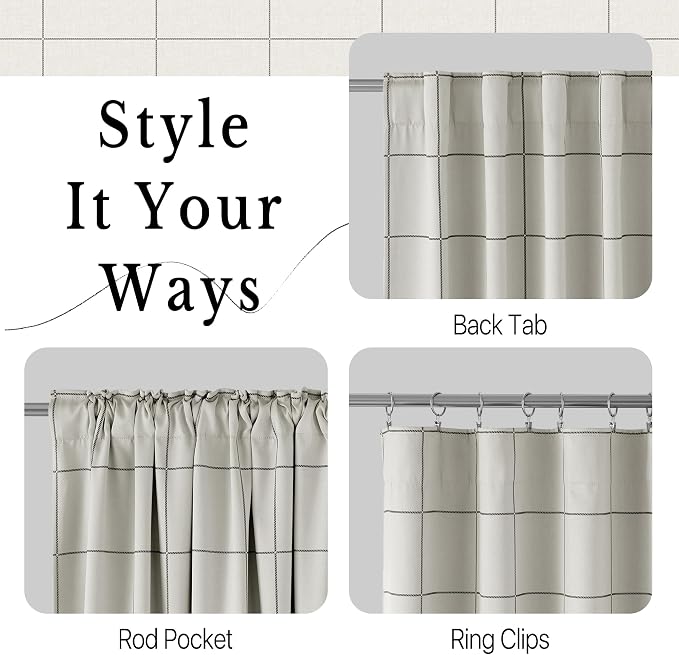 NICETOWN 100% Blackout Plaid Bedroom Curtains, 2 Panels | Rod Pocket & Back Tab - Image 4