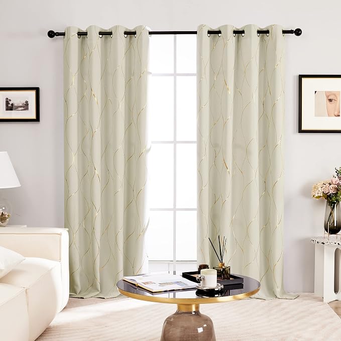 Deconovo Curtains for Living Room, Pattern Blackout Curtains 108 Inch Long | - Image 2