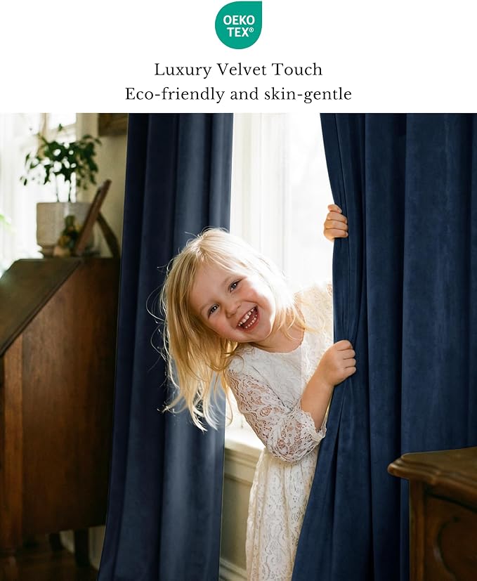Navy Blue Blackout Thermal Insulated Curtains 96 inches, 2 Panels | Heavy Thick - Image 6