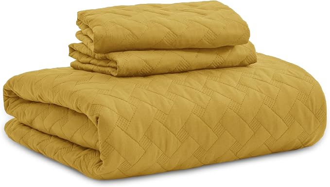 Bedsure King Size Quilt, Lightweight Comforter, Mustard Yellow Bedspread | - Image 9