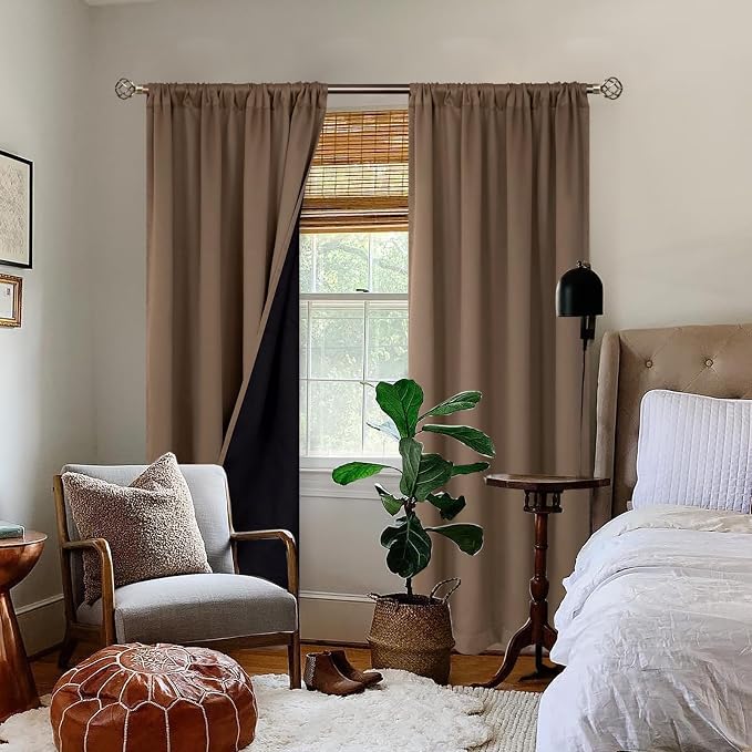 BGment Taupe Blackout Curtains for Living Room 108 Inch Length 2 Panels | - Image 2