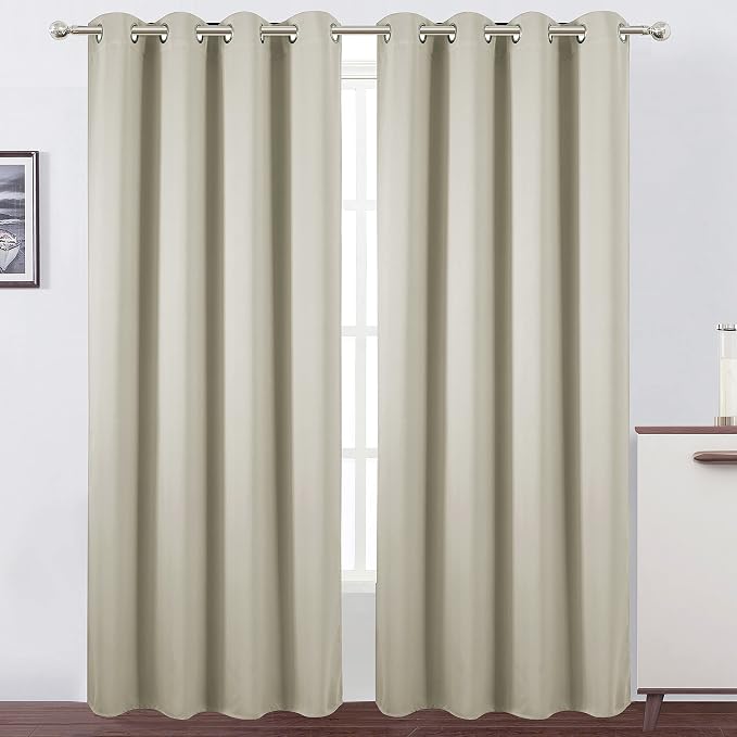 Blackout Curtains 66 x 84 inch/Light Beige Curtains Set of 2 Panels/Thermal by Lemomo