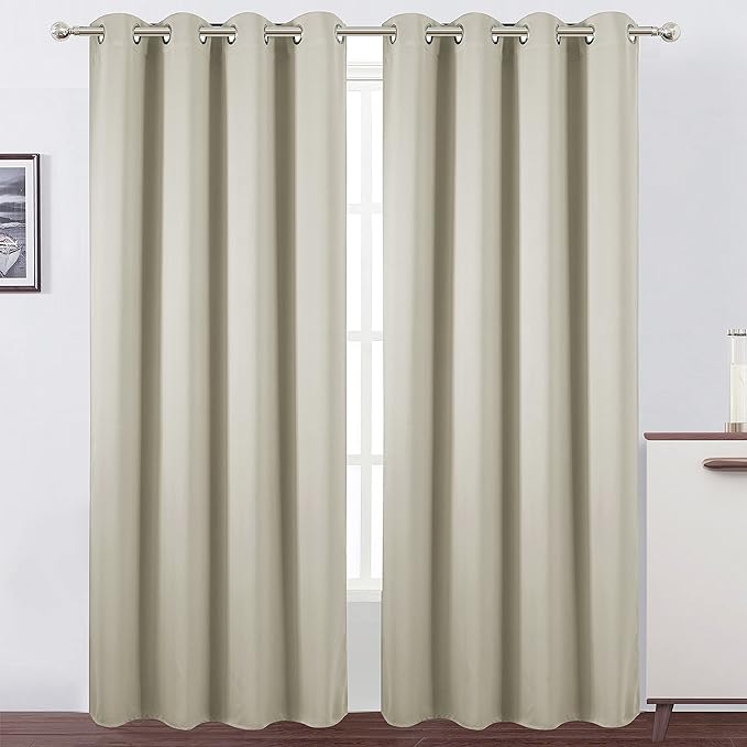 Light Beige Thermal Blackout Curtains/52 x 95 Inch/Set of 2 Panels Room by Lemomo