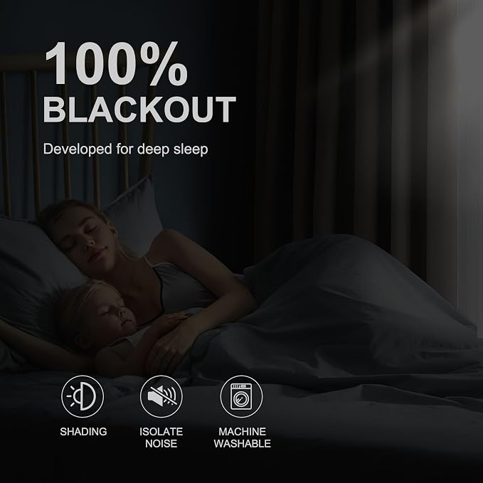 NICETOWN Bedroom Curtains 84 Inches Length, 100% Blackout Drapes Thermal - Image 2