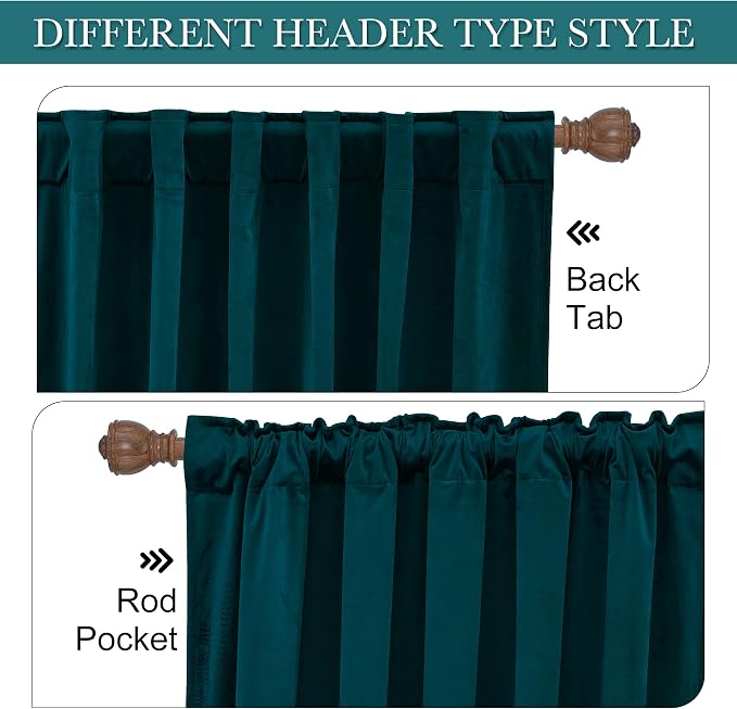 RYB HOME Velvet Curtains 120 inches Long, Extra Long High Ceiling Curtains | - Image 3