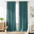 Timeper Slate Blue Velvet Curtains W52 x L96 inches 2 Panels, Back Tab & Rod by Timeper