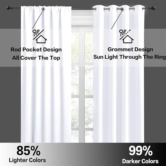 RYB HOME Short Curtains for Bedroom, Room Darkening Insulated | Rod Pocket - Image 6