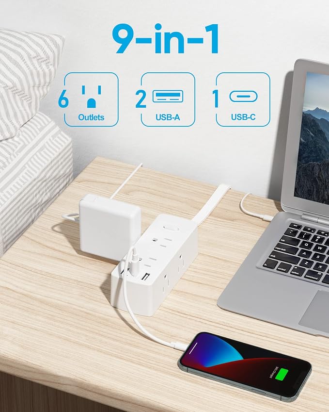 Olcorife Flat Plug Power Strip - Image 2