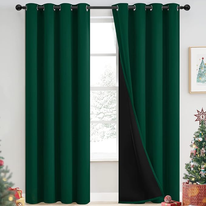 Yakamok 100% Blackout Curtains for Bedroom 84 Inch Length, Emerald Green Total by Yakamok