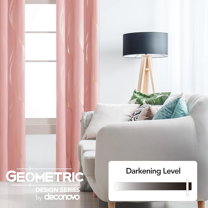 Deconovo Curtains for Living Room, Pattern Blackout Curtains 84 Inches Long | - Image 4