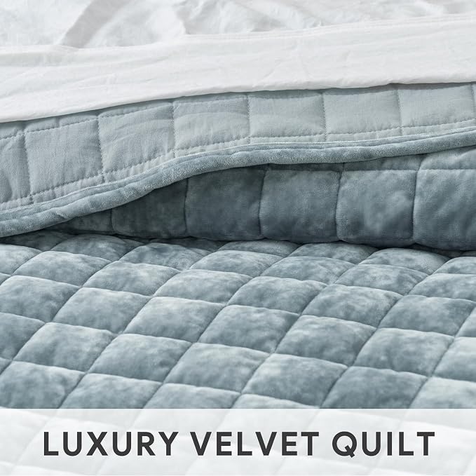 RECYCO Channel Box Stitch Velvet Quilt Set, Full Queen Size, Luxury Oversized - Image 5