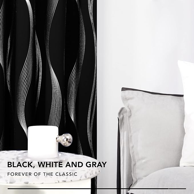 Deconovo Curtains for Living Room, Pattern Blackout Curtains 72 Inches Long | - Image 3