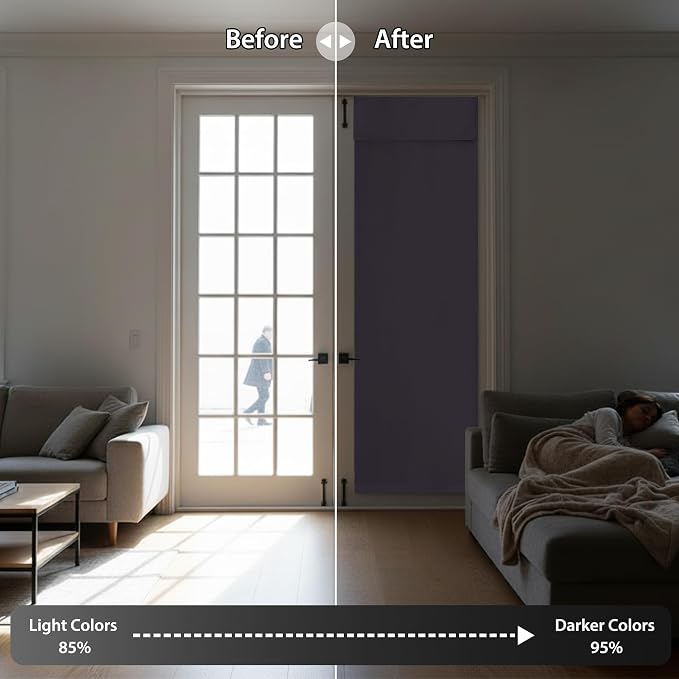 RYB HOME Blackout French Door Curtain, No Drill, W26 x L72, 1 Panel | Self - Image 5