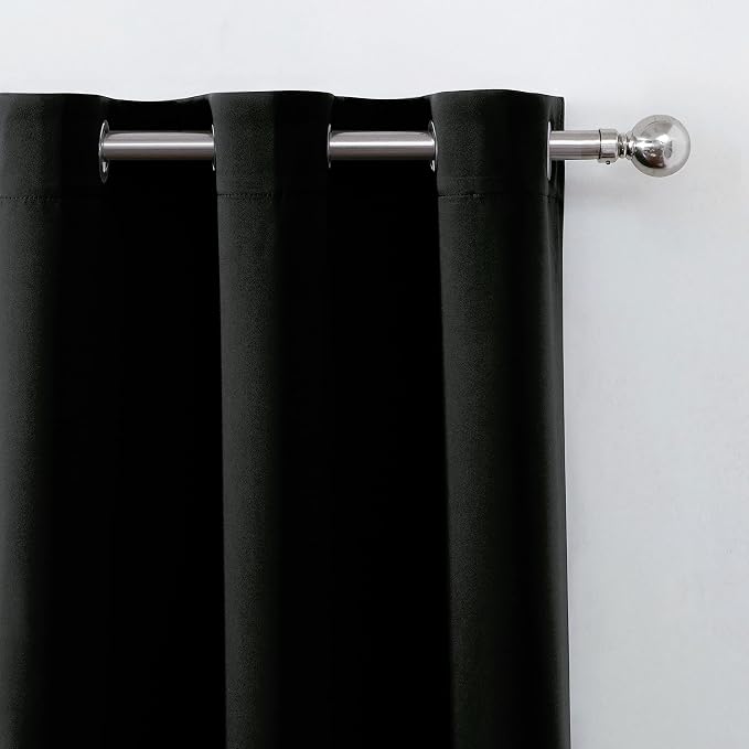 Black Thermal Blackout Curtains/40 x 72 Inch/Set of 2 Panels Room Darkening - Image 7