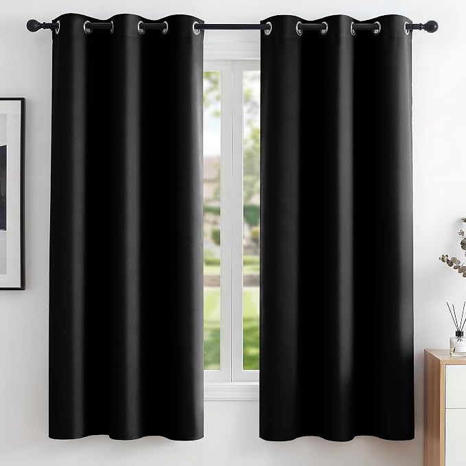 Deconovo Blackout Curtains for Bedroom and Living Room 63 Inches Long | Black by Unknown