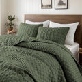 WDCOZY Olive Green Oversized California Cal King Size Quilt Bedding Set by WDCOZY