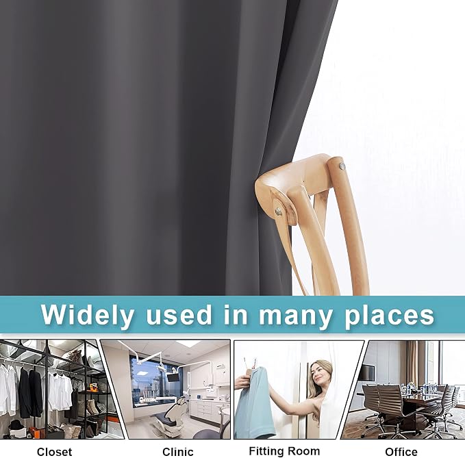 RYB HOME Privacy Curtain for Sliding Glass Door Locker Room Basement Closet | - Image 5