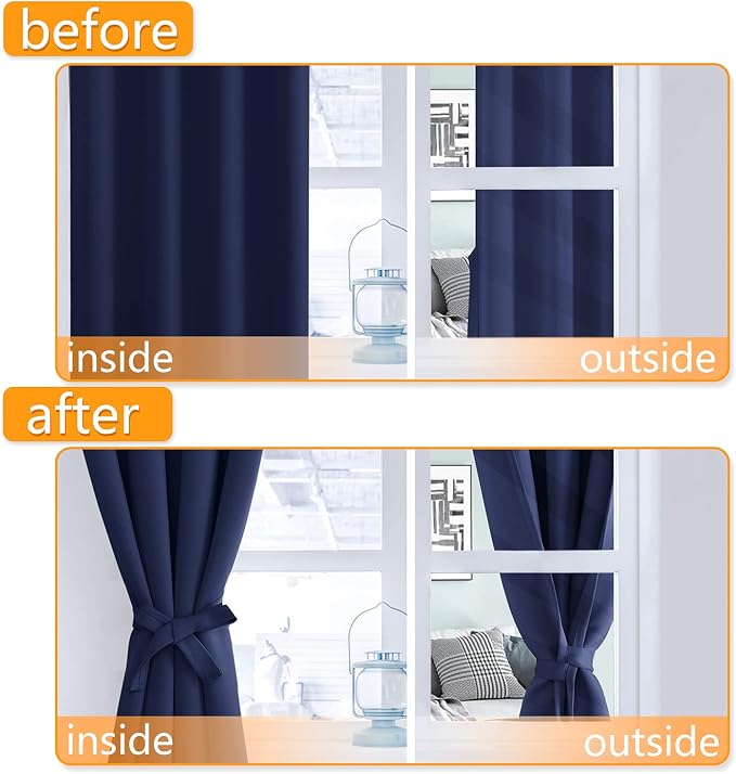 Blackout Curtains for Bedroom, 52 x 30 Inch, 2 Panels | Thermal Insulated & - Image 4