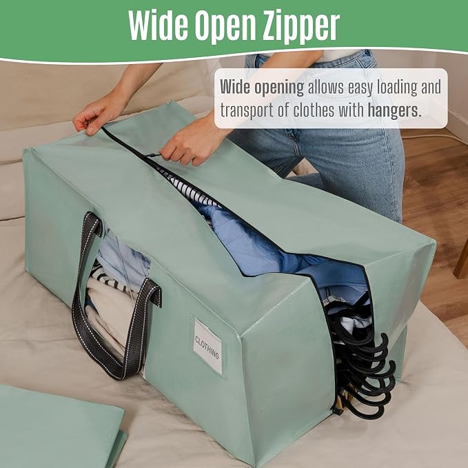 VENO Heavy Duty Moving Bags, Storage Bags, Light Green, 4 Pack | Packing - Image 2