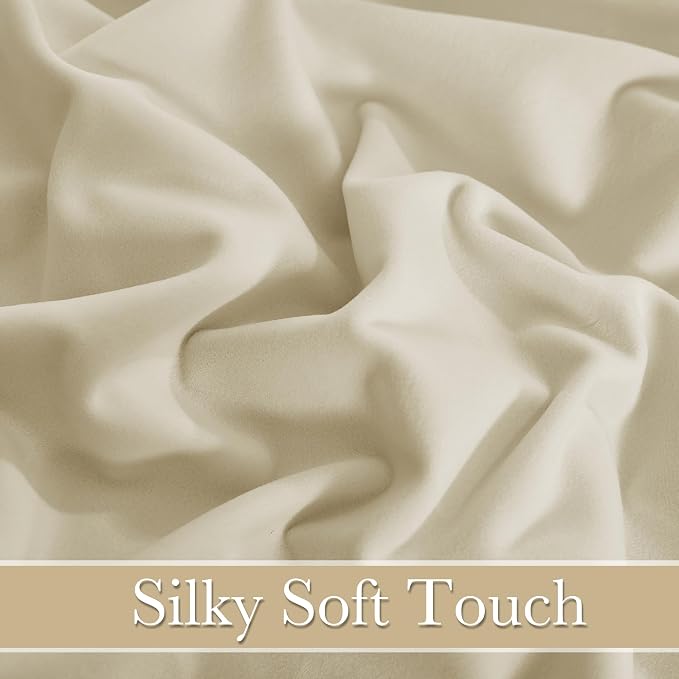 RYB Home Light Beige Velvet Curtains 96 inches Long - Image 3