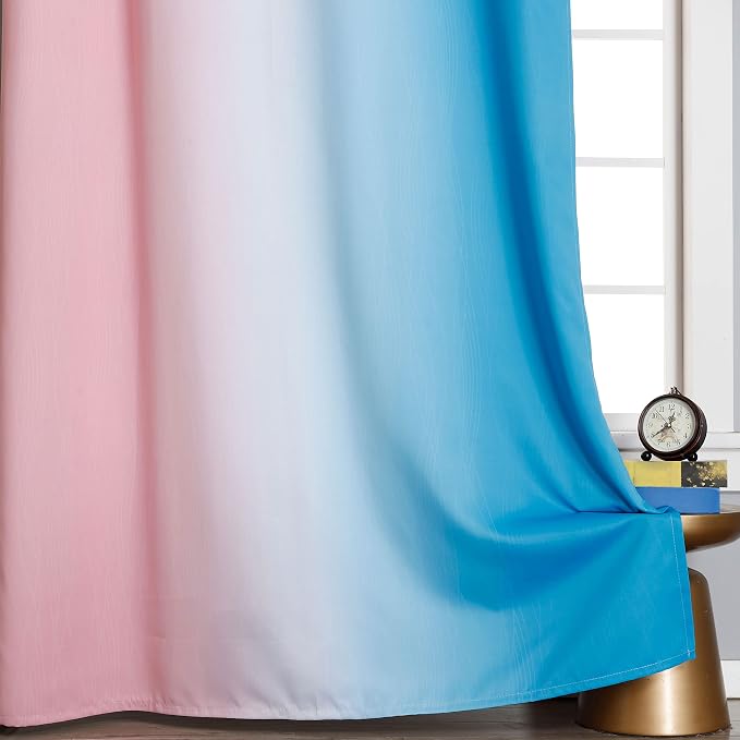 Pink and Blue Ombre Curtains for Bedroom 84 Inch Long | Room Darkening Curtains - Image 6