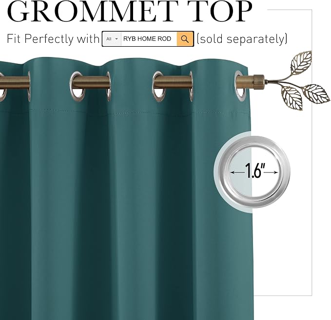 RYB HOME Room Divider Curtains Thermal Insulated Room Darkening Privacy Panels - Image 2