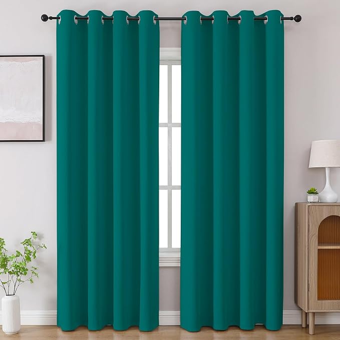 CUCRAF Turquoise Blackout Curtains 84 inch Length 2 Panels Set, Room Darkening by CUCRAF